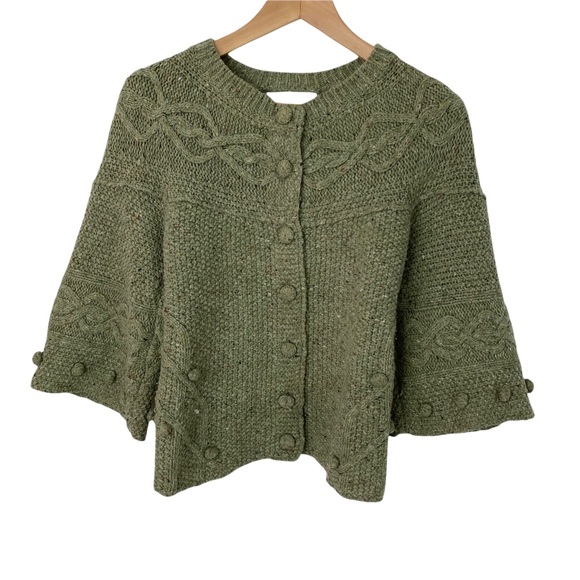 FAR AWAY FROM CLOSE anthropologie $128 Crossback Cable Cardigan XS Sage Green. - Picture 4 of 14